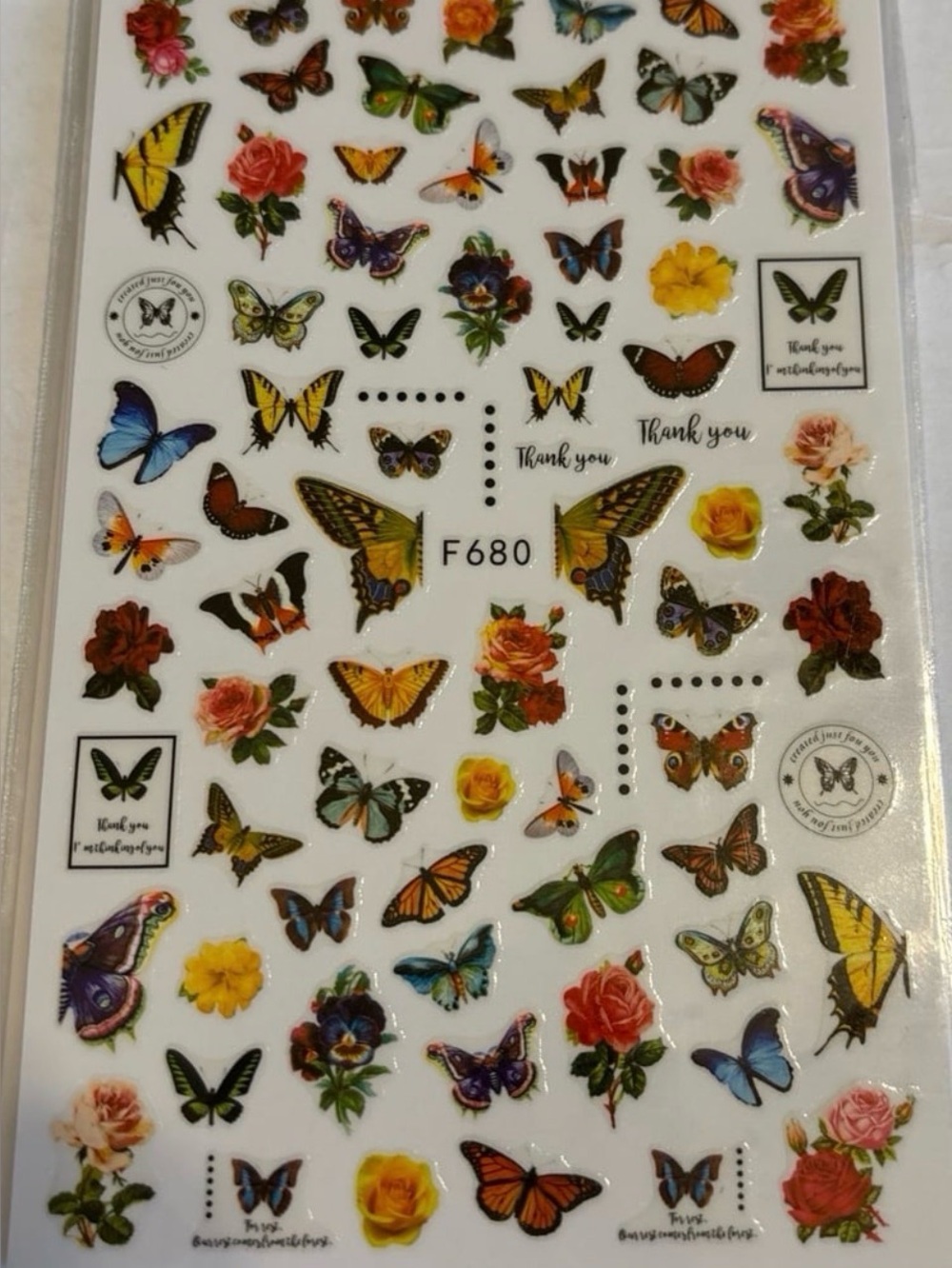 Butterfly nail decal sheet